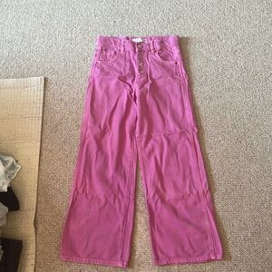 Button up pink stretchy jeans